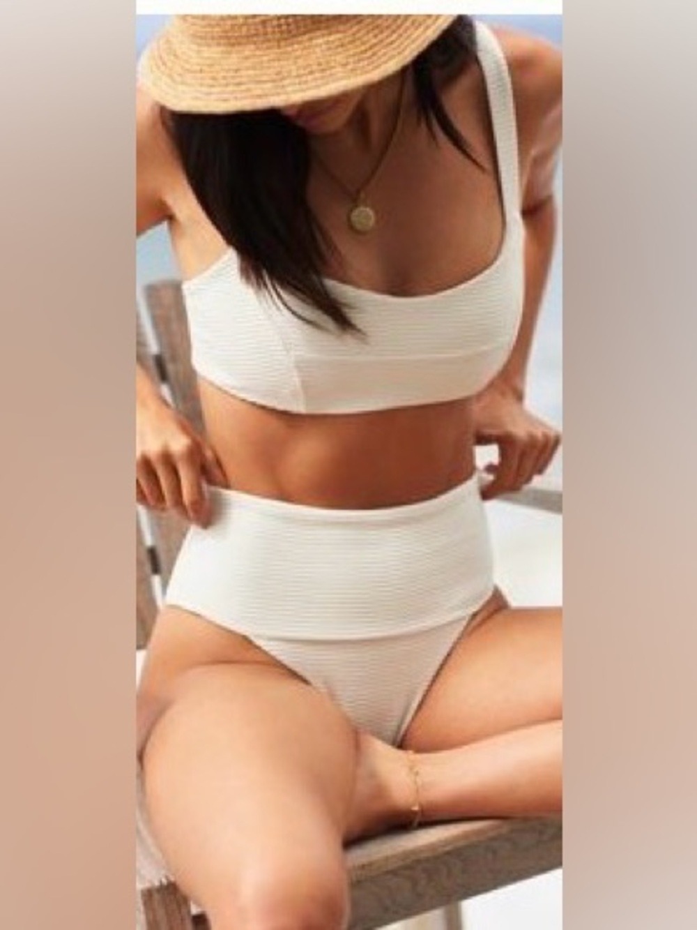 LSpace Desi High Waisted Cream Bikini Bottoms